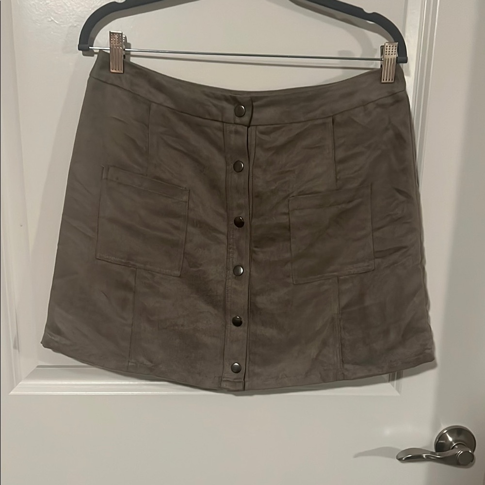 Button-Front Tan Skirt